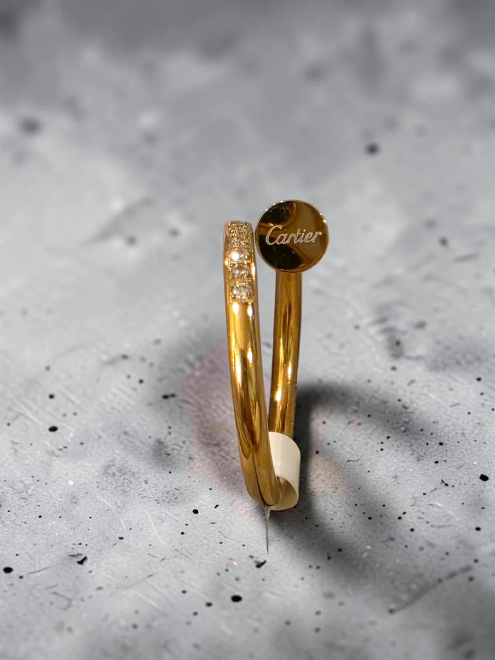 Gold Pavé Nail Wrap Ring with Clear Stones - Women Jewelry